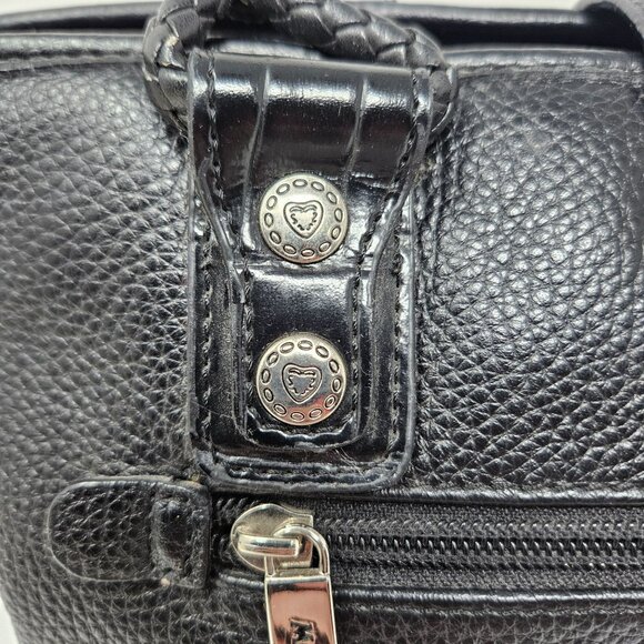 M.C. Marc Chantal Leather Purse Black Tote Croc Alligator Double Strap Bag - Picture 11 of 14